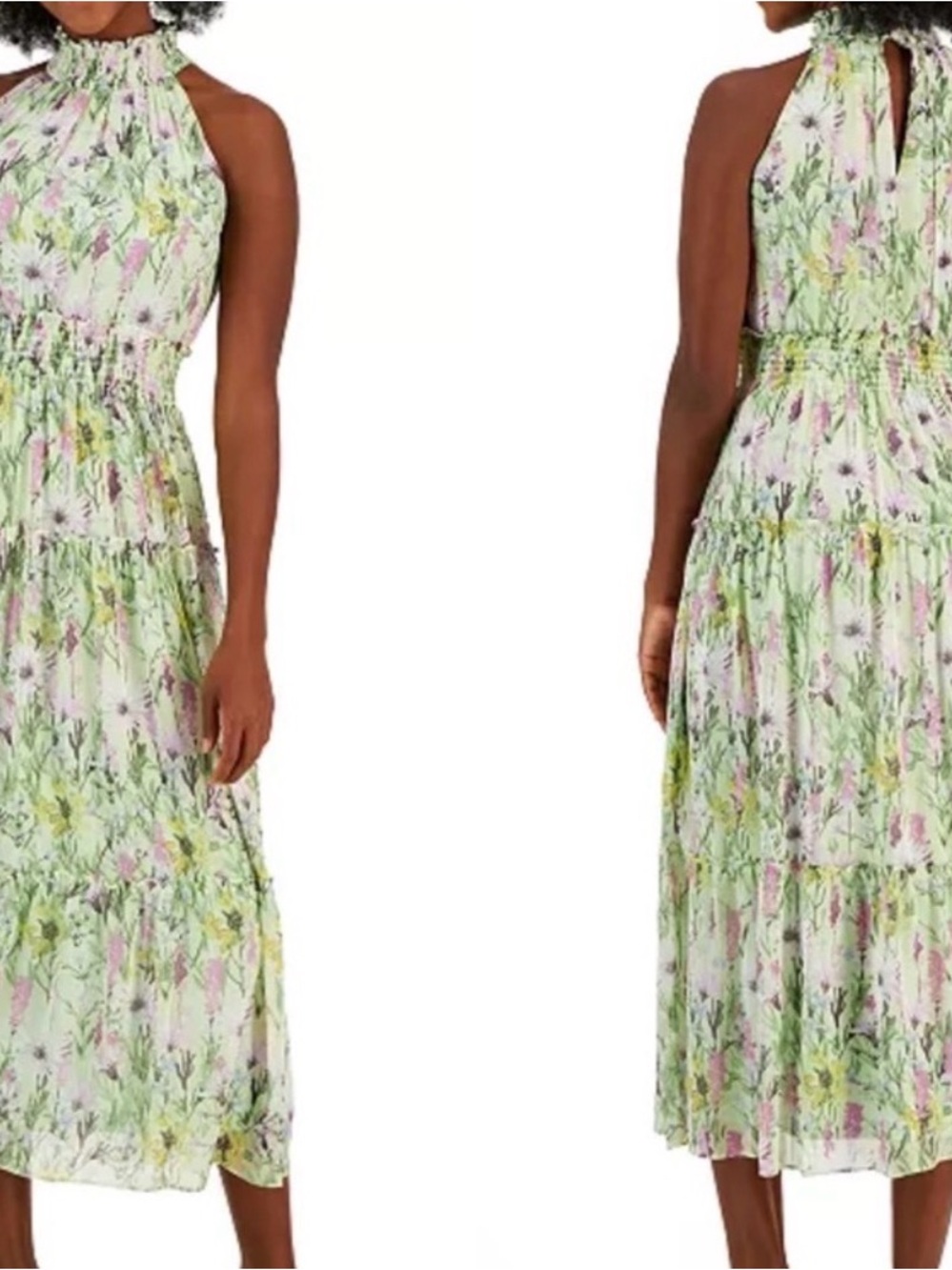 Taylor Brand Floral Halter Midi Dress